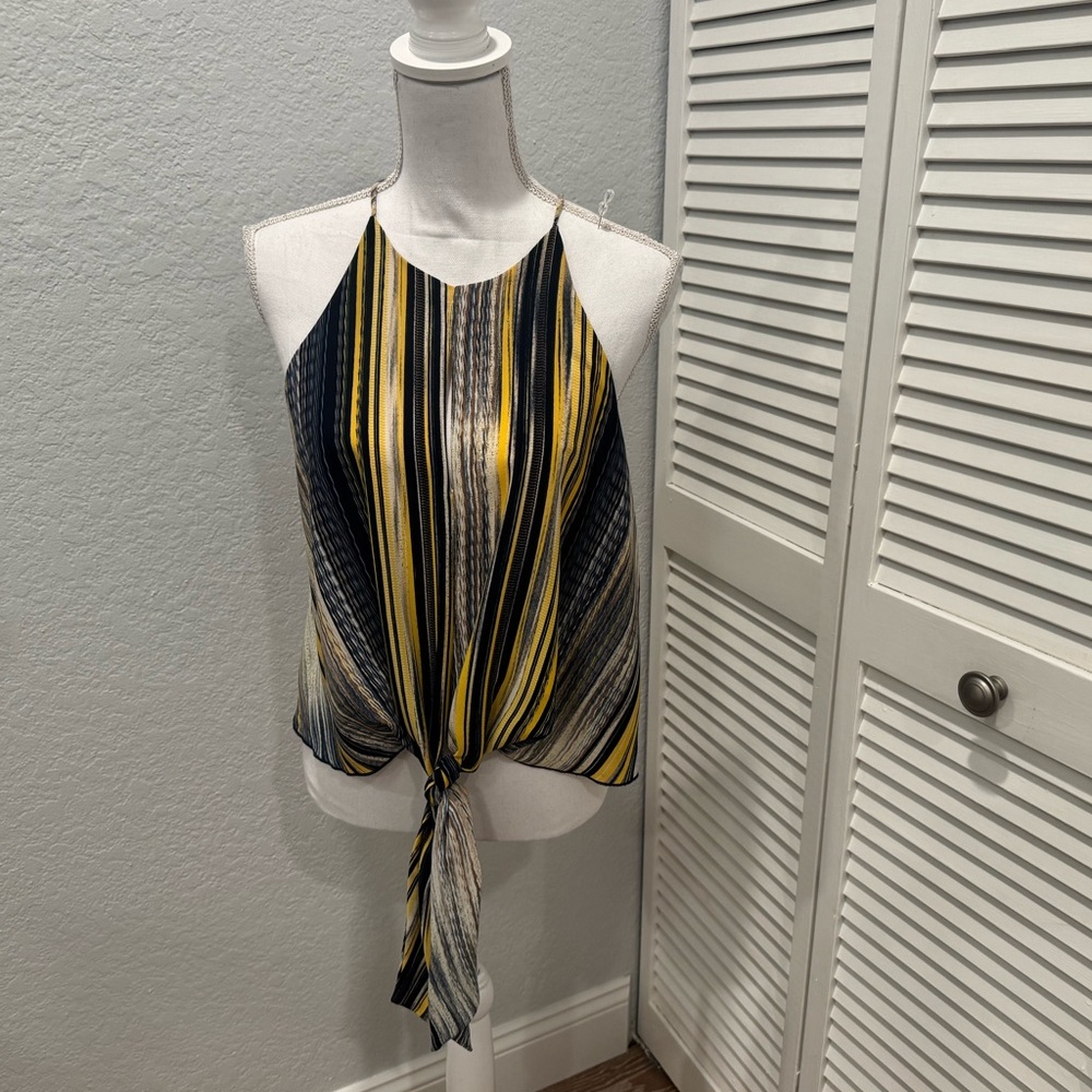Tyche Navy and Yellow Striped Halter Blouse